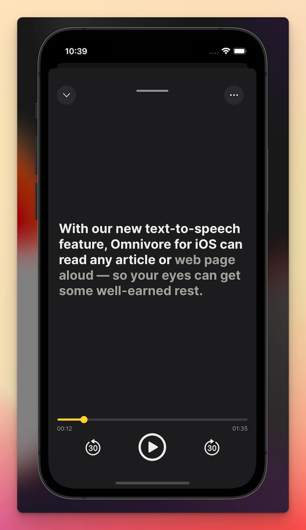 Text to Speech on Omnivore iOS